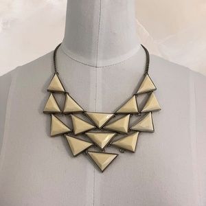 Cream and Bronze Art Deco Style Statement Necklace